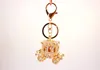 Hela detaljhandelslegering Crystal Gold Plated Pumpkin Carriage Cartoon KeyChain Metal for Girl Gift273L