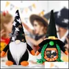 Предварительное мероприятие Праздничные поставки Home Gardenhalloween Party Plush Dolls безработные гномы Рудольф тыквенный шляпа 23 см. Кукла Той девочка мальчик любимый gi