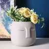 Estilo nórdico cerâmico decorativo flor potenciômetro criativo rosto humano plantador de cacto suculento com furo jardinagem acessórios 211130