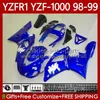 Corpo de Motocicleta para Yamaha YZF R1 1000 cc YZF-R1 YZF-1000 98-01 Bodywork 82No.17 YZF R1 YZFR1 98 99 00 01 1000CC YZF1000 1998 1999 2000 2001 Fairings OEM Kit Blue