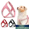 Filhote de couro de camurça suave Cachorrinho de cachorro rhinestone animal de estimação colete mascotas cachorro arreios para pequenos cães médios chihuahua rosa