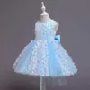 Płatek Elegancki Kwiat Dziewczyny Suknie Ślubne Dziewczyna Dress Dla Baby Baptismal Dress Infant Tutu Princess Toddler Baby Girl Dress Q0716