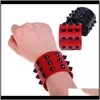 Jewelry1pcs Lederen Spike Wide Snap Button Wrap Armbanden Polsband voor Mannen Dames Gothic Rock Punk Bangle Hoge Kwaliteit Drop Delivery 2021 PD