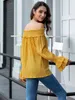 Foridol off shoulder elegant blouse women long sleeve autumn winter solid casual loose blouse shirts ruffle tops female 210415