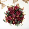 Artificial peônia flor bola tecido silk hydrangea rosa flor grinalda para árvore de Natal festa de casamento pingente de parede decoração 211104