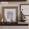 Home Decor Retro Sailboat Model Figurines For Interior Living Room Office Decoration Ornaments Iron Boat Figurine Sculpture Gift 211101