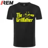 Moda uomo The Grillfather Grey Funny BBQ Grill Chef T-shirt in cotone a maniche corte T-shirt 210716