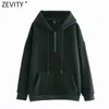 Women Fashion Zipper Decoration Casual Loose Fleece Sweatshirts Female Basic Pockets Hoodies Chic Pullovers Tops H522 210416