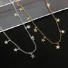 Star Choker Collane gioielli Disc Coin Ciondolo Fatto a mano Semplice argento placcato oro 14K Delicate stelle delicate e girocolli con catena di perline