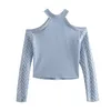 Hol Criss-Cross Solid Sweater Lente Gebreide O-hals Office Dame Chic Herfst Pullover Casual Elegant voor Vrouw 210521