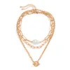 3pcs / set goth barock pearl choker halsband för kvinnor vintage ot spänne växla lås hängande kedja smycken på nacken