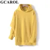 Gcarol Fall Vinter Kvinnor Lång Hooded 80% Bomull Fleece Candy Jersey Drop Shoulder Oversized Boyfriend Style Sweatshirt 210729