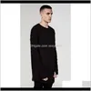 T-Shirts & S Apparel High Street T Shirt Extended T-Shirt Mens Clothing Curved Hem Long Line Tops Tees Hip Hop Urban Blank