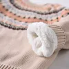 Garçons Fille Pull Hiver Nouvelle Polaire Tricotée Épaissir Chaud Floral Vêtements Pour Enfants Pull O-Cou Casual Chandails De Noël Y1024