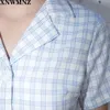 Streetwear Aşağı Bluz Kadınlar Moda Merkezi Düğmeler Kırpma Üst Tartan Kırpılmış Bluz Harajuku Ropa Mujer Tops 210520