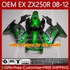 OEM Corpo para Kawasaki Ninja Ex250 ZX250 R Ex ZX 250R ZX-250R 2008-2012 81No.12 EX-250 ZX250R 2008 2009 2010 2011 2012 EX250R 08 09 10 11 12 Fairing Injecção Green Green Blk