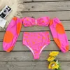 Swimwear feminino biquínis conjunto mulheres sutiã sem alças e calcinha de cintura alta moda ponto impressão elegante sexy praia desgaste de dois pedaços de maiô