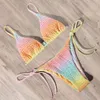 RXRXCOCO Traje de baño Mujeres Tie Dye Traje de baño Sexy Push Up Micro Bikinis Set Natación Traje de baño Ropa de playa Bikini brasileño 2021 X0522