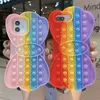 Rainbow Butterfly Design Silicone Fodral Dekompression Fuuny Cell Phone Case Back Cover för IP 12 Pro Max 11 XS XR