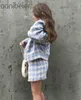 Long Sleeve Houndstooth Jacket Top Tweet Blazer And Mini A Line Skirts Party Women Set Sexy 2 Piece Sets Vintage 210604