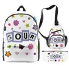 Sac à dos ensemble 3 pièces Olivia Rodrigo Sour Primary Middle School Élèves garçons filles sac à dos crossbody sac crayon crayon 3860636