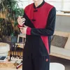 Roupas étnicas 2022 Camisas de linho homens estilo chinês de manga comprida Retro Butrowled Patchwork Stand Collar Logo Plus Size Tops KK3865