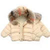 2021 Winter Girls' Cotton Clothes Children Plus Real Fur Collar Hooded Coat Kids Cotton-padded Jacket For Girls Outwear TZ706 H0909