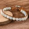 6mm Véritable Pierre Naturelle Perlée En Forme De Coeur Turquoises Cordon En Cuir Bracelet Pour Femmes Hommes Bijoux