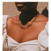 Punk Hip Hop Golden Metal Choker Necklace for Women Statement Fashion Necklaces Gothic Cuban Chunky Chain Charm Necklace X0509