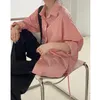 Camicetta allentata casual con colletto alla rovescia Camicia da donna bianca rosa tinta unita primavera arrivo stile coreano Donna 210428