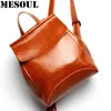 Ny ankomst äkta läder ryggsäckar kvinnor koreanska stil mode ryggsäckar skola ryggsäck för tjejer mochila varumärke designer väskor q0528