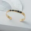 Wild & Free Gold Wide Open Couple Bangles for Women Men Handmade Inset Seed Beads Big Bangles Bracelets Stainless Steel Jewelry Q0719