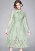 Spring Long Sleeves Temperament Ligth green Midi Dress Women Sexy Elegant Lace Club Celebrity Evening Party 210529