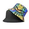 Podwójne strony noszenie krawata barwnik wiadro kapelusz odwracalne letnie graffiti druku rybakowe czapki Sun Visor Szerokie Brim Beach Połowów Baseball Ball Hats G772stq
