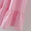 Casual Rosa Elastisk Bustklänning Ärmlös Holiday Style High Waist Women's Fashion Mid-Length Summer Dresses 210430