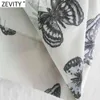 Kobiety Vintage Kwadratowy Kołnierz Butterfly Print Casual Smock Bluzka Kobiet Chic Elastyczna Pleda Kimonowa Koszula Blusas Topy LS9080 210416