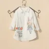 Blusa para niñas Ropa de primavera para niños Conejo de dibujos animados Tops de manga larga Blusas blancas para 8 a 12 años Camisa para niñas adolescentes 210331