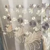 Europese blauwe en grijze verduisteringsgordijnen chenille bloem reliëf voor woonkamer slaapkamer studie tule aangepaste gordijn gordijnen