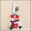 Other Kitchen, Dining Bar Home & Gardenchristmas Knife Fork Bags 4 Styles 10*14Cm Cartoon Snowman Elk Santa Sierware Holder For Restaurant E