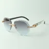 Exquisite classic endless diamond sunglasses 3524027, natural mixed buffalo horn temples glasses, size: 18-140 mm