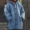 Designer Mid-Długość Bluzy Kobiety Plus Size Pure Color Moda Sweter Gruby Przycisk Zimowy Z Długim Rękawem Z Kapturem Knit Moda Zewnętrzna