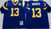 NCAA Football 29 Eric Dickerson 13 Kurt Warner 28 Marshall Faulk Jersey 85 Jack Youngblood 75 Deacon Jones Bleu Blanc Mans Vintage