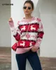 크리스마스 스웨터 여성 두꺼운 따뜻한 겨울 풀 오버 스웨터 사슴 엘크 눈사람 여성 순록 스웨터 니트 210712