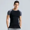 Sport-T-Shirt Herren, elastisch, schnell trocknend, Pro-Fitness-Anzug, Fitnessstudio, Rundhalsausschnitt, eng anliegend, Training, Laufanzug, X0322