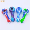 glass oil burner silicone smoking pipes with glass bowl smoking accessories hot sell 4.3 inch silicone bongs for smoking tobacco dry herb