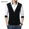 BROWON Brand Autumn Mens T Shirts Fashion Fake wo Designer Clothing Cool -shirt Men Long Sleeve Shirt Casual Male 220309