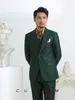 New Design Dark Green Wedding Peak Lapel Slim Fit Men Suits Groom Tuxedos Men Party Groomsmen Suits (Jacket+Pants+Tie+Vest) 2601