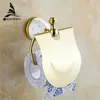 Золотая туалетная бумага держатель с алмазной рулонной тканью твердой латунной ванной аксессуары продукты вешалка 5208 210709