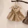 1-6Y Girl Dress Summer Kids Es Ärmlös Tjejer Bollklänning Baby Es Japan 210521