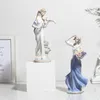 VILEAD Ceramic Ballet Girl Statue Figurines Fairy Garden Skirt Modern Beauty Sculpture Wedding Decoration Interior Home Decor 210827